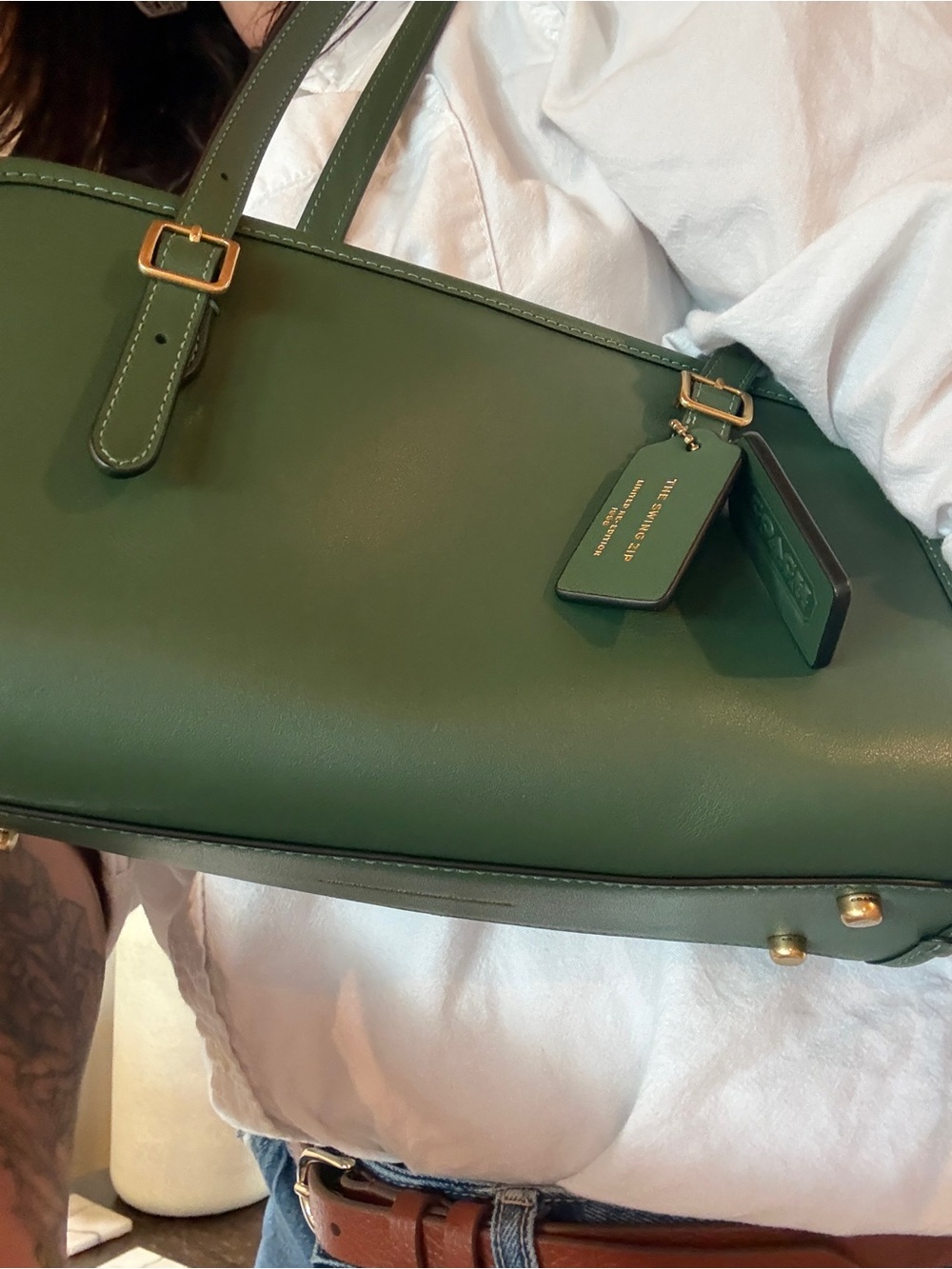 Coach Green Swing Bag with Gold Hardware